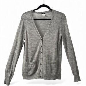 J.Crew Cardigan Sweater‎ (M) Grey Superfine Alpaca Merino Wool Blend Knit Top